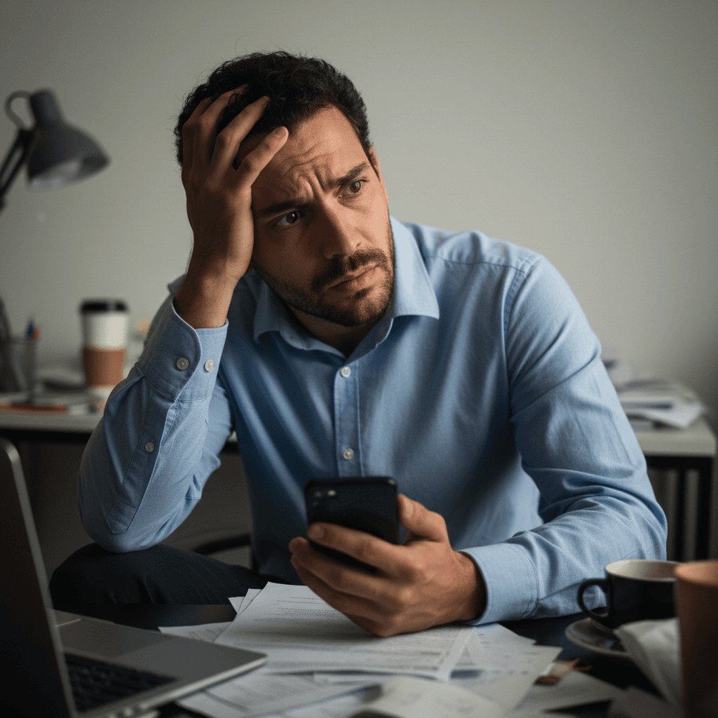 Pessoa estressada e sobrecarregada